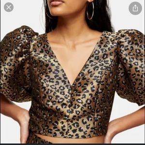Top Shop puff sleeve cropped top size S